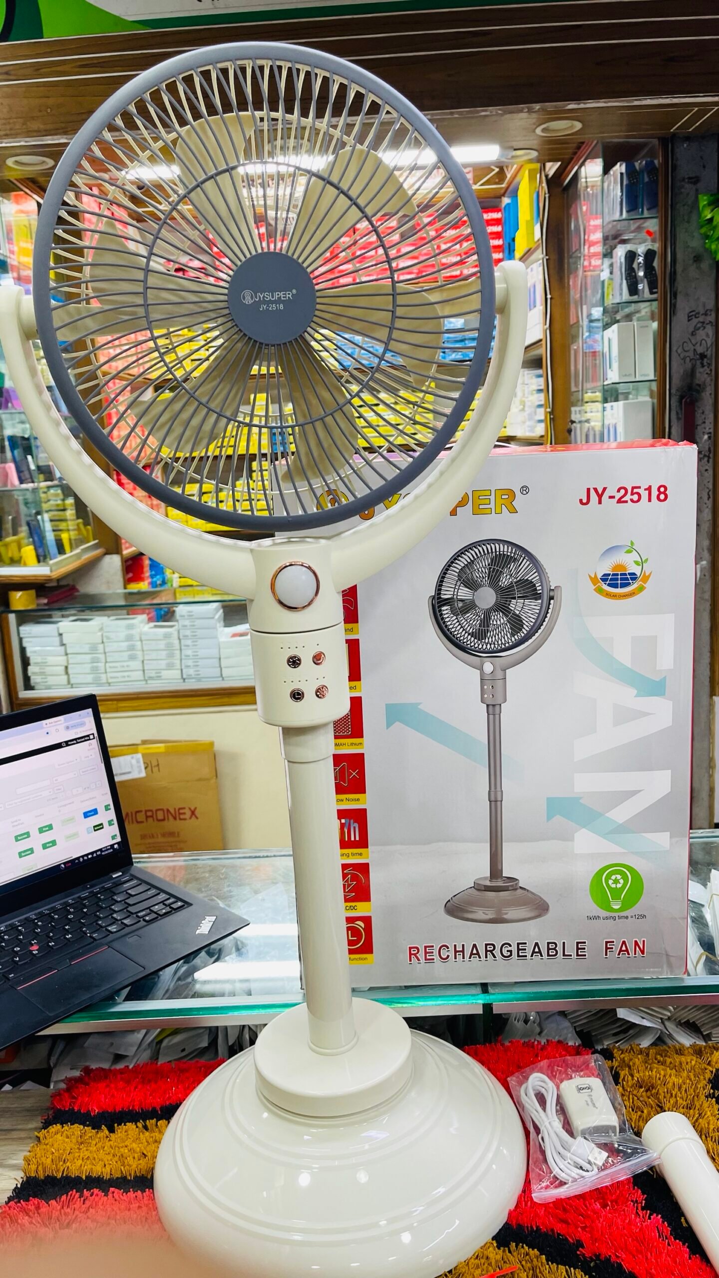 JYSUPER JY2518 20000mAh ব্যাটারির রিচার্জেবল ফ্যান এক চার্জে ৩৭ঘন্টার অবিশ্বাস্য চার্জিং ব্যাকআপ